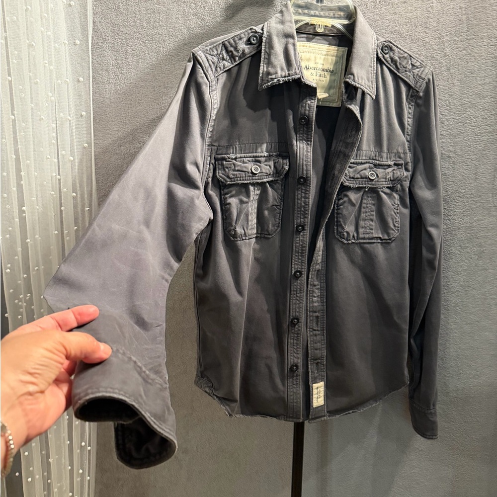 Abercrombie & Fitch Men's Slate Gray Military Field Shirt Jacket - Picture 8 of 8